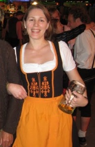 Only during Oktoberfest women drink from glasses the size of waste-paper baskets. 